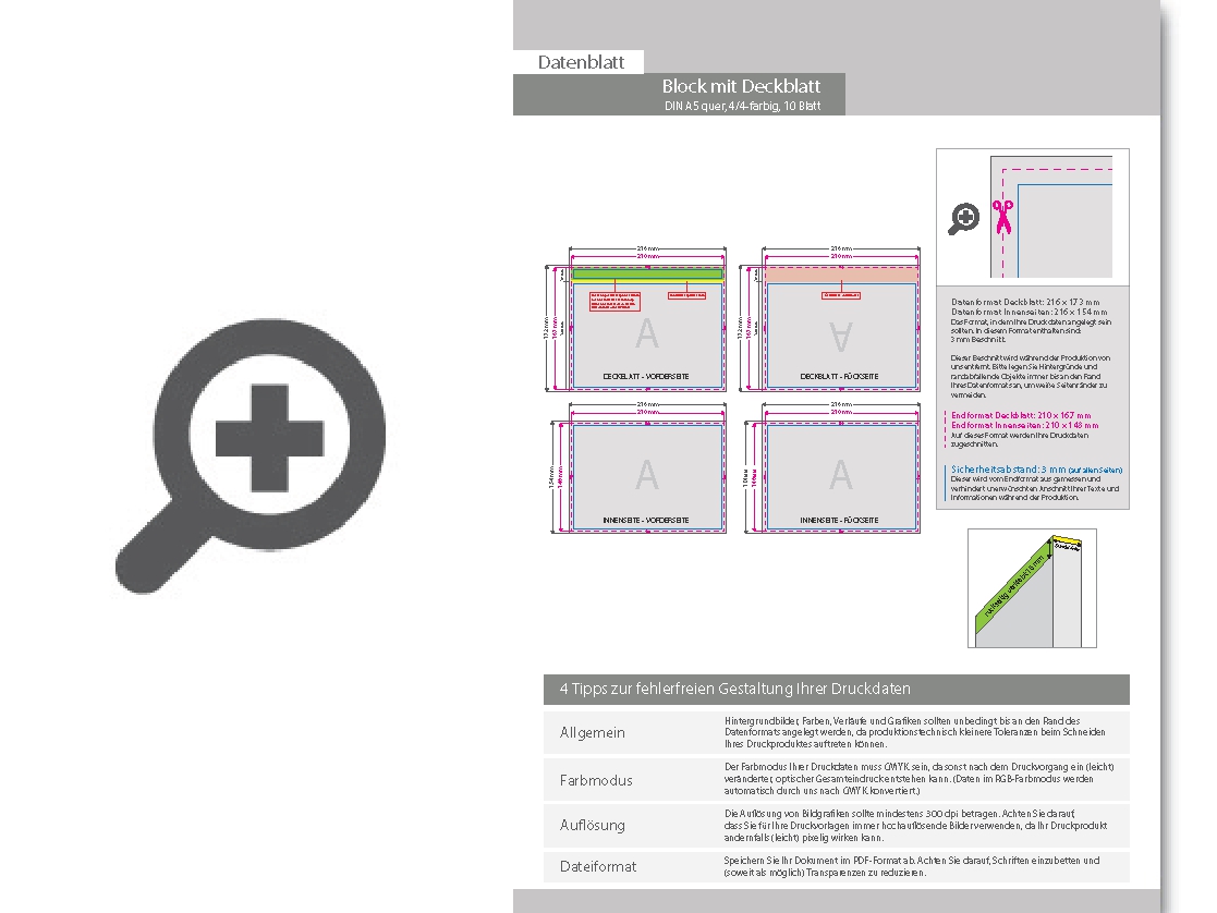 Product Bild block_mit_leimbindung_und_deckblatt__din_a5_quer__10_blatt__4_4_farbig_beidseitig_bedruckt