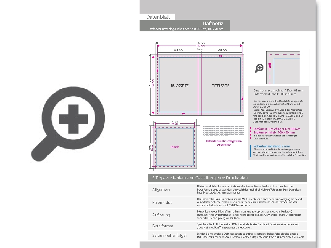 Product Bild haftnotizen_100_x_70_mm__50_blatt_mit_bedrucktem_inhalt_und_kartonumschlag