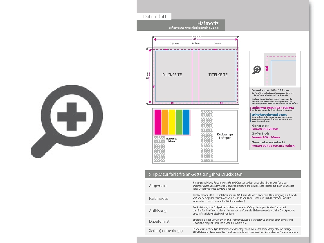 Product Bild haftnotizen-set_50_blatt_mit_kunststoffmarkern_im_bedrucktem_softcover-kartonumschlag